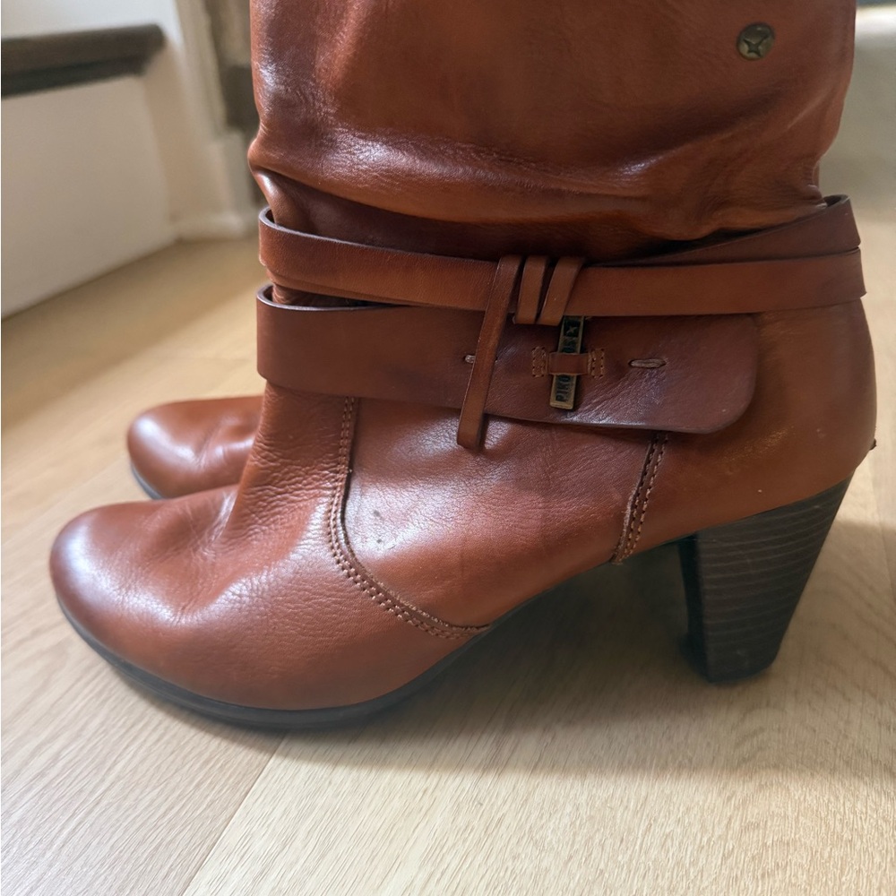 PIKOLINOS Brown Leather Heeled Boots